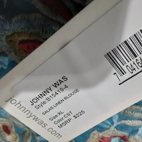 New Johnny Was lovely light blue embroidered Linen Tunic size XL - Picture 3 of 14